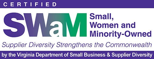 Logo for the Virginia Department of Small Business & Supplier Diversity indicating certification for Small, Women, and Minority-Owned (SWaM) businesses.